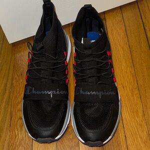 Champion Black Sneakers with Red Highlights